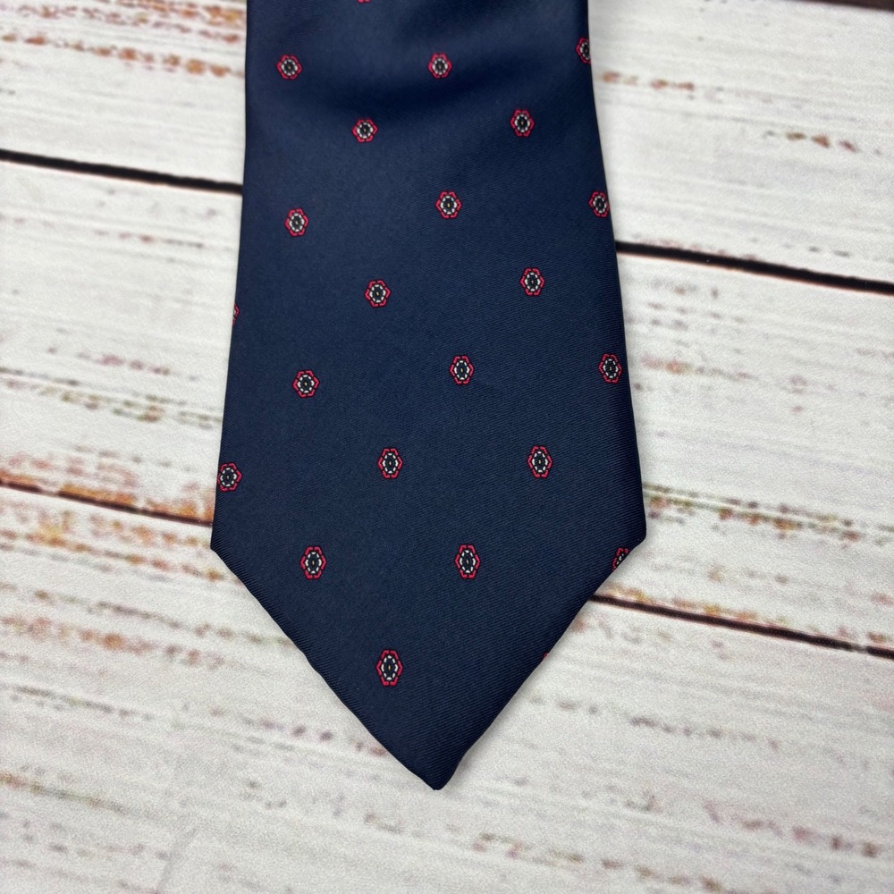 Guy Laroche Paris Necktie‎ Navy Blue Red Geometric Menswear Fashion
